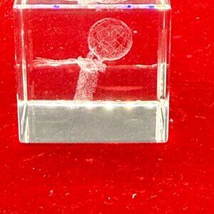 3d Crystal paperweight featuring a laser-etched design inside